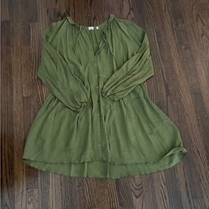 Wilfred Forest Green Button-Up Flowy Dress